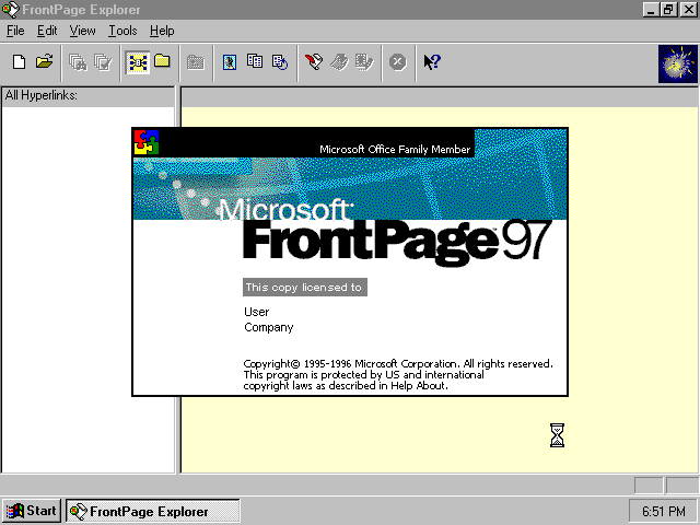 Microsoft FrontPage 97 Splash Screen (1997)